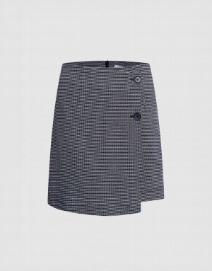 Grey Urban Revivo Plaid Wrap Mini Women's Skirts | 97162HVDK