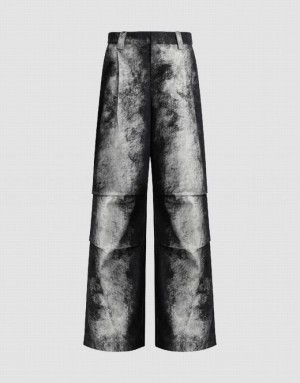 Grey Urban Revivo Printed Loose Wide-Leg Women's Pants | 21850NQTF