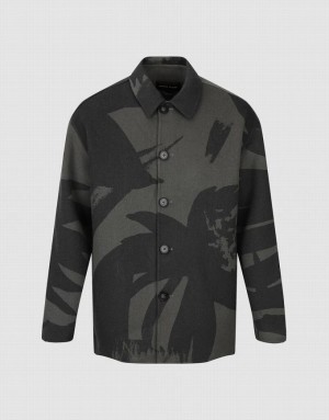 Grey Urban Revivo Printed Straight Men's Jacket | 72985HMBK