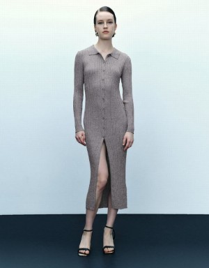 Grey Urban Revivo Skinny Women's Knitted Dress | 26409BNCS