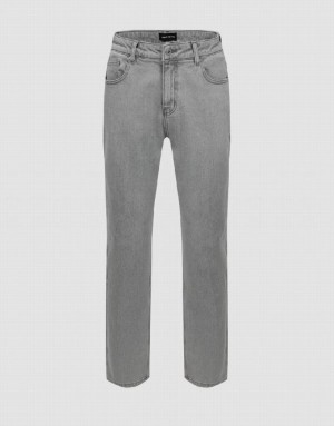 Grey Urban Revivo Straight Men's Jeans | 09483SLYH