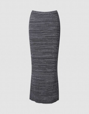 Grey Urban Revivo Textured Long Knitted Women's Skirts | 35962PQVD