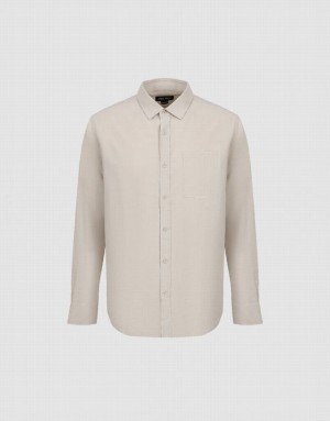 Khaki Grey Urban Revivo Button Up Loose Men's Shirts | 70865JTBO