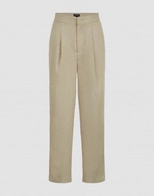 Khaki Urban Revivo Cropped Carrot Fit Women's Pants | 42910EMNK