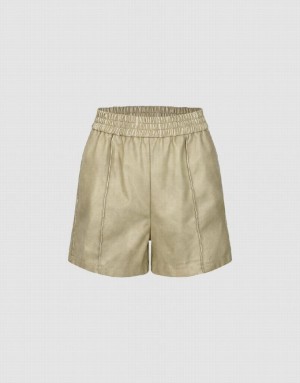 Khaki Urban Revivo Elastic Waist Women's Shorts | 49075QCKB