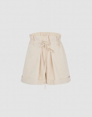 Khaki Urban Revivo Leisure Women's Shorts | 91527ZDSA