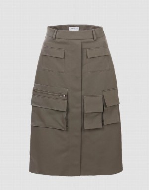 Khaki Urban Revivo Multi Utility Pocket Women's Skirts | 60591GQHV