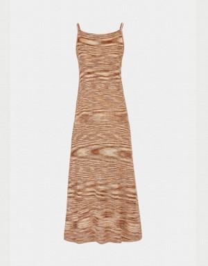 Khaki Urban Revivo Sleeveless Crew Neck Women's Knitted Dress | 01267MPXD