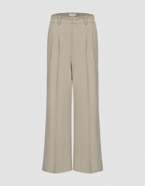 Khaki Urban Revivo Straight Leg Women's Pants | 71859MRAS