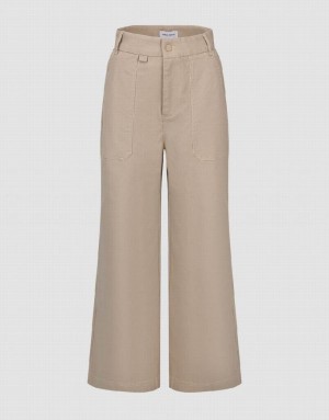 Khaki Urban Revivo Straight Women's Pants | 16539RQWZ