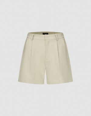 Khaki Urban Revivo Tailored Regular Women's Shorts | 58170CUNZ