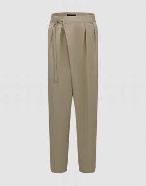 Khaki Urban Revivo Tailored Straight Women's Pants | 73456TBNF