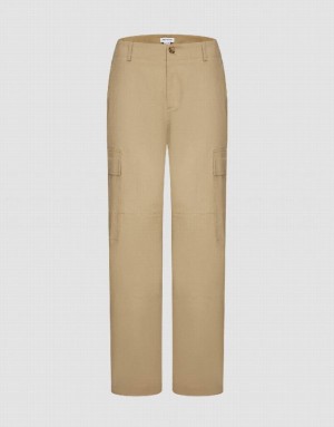 Khaki Urban Revivo Wide-Leg Women's Pants | 20379WYMX