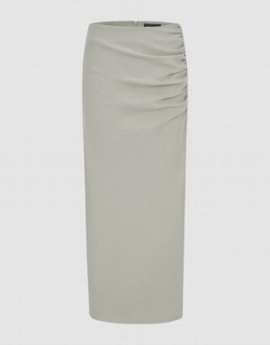 Khaki Urban Revivo Wrapped Maxi Women's Skirts | 83459OUMJ