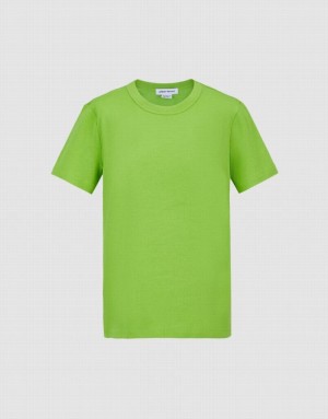 Light Green Urban Revivo Basic Crew Neck Women's T-Shirts | 61390HSPE