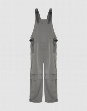 Light Grey Urban Revivo Overall With Front Zipper Pocket Women's Pants | 57986DUOZ