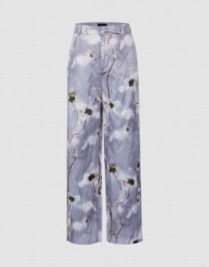 Light Grey Urban Revivo Printed Straight Women's Pants | 83164MFBT