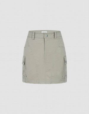 Light Grey Urban Revivo Raw Hem Mini Straight Women's Skirts | 37105YGJR