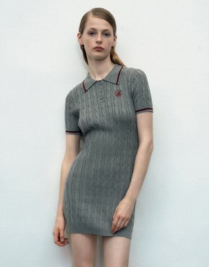 Light Grey Urban Revivo Rib Women's Knitted Dress | 86729JUOS