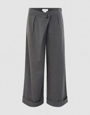 Light Grey Urban Revivo Roll Up Hem Straight Women's Pants | 59341PBJH