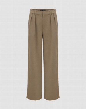 Light Khaki Urban Revivo Tailored Wide-Leg Women's Pants | 92765SLWX