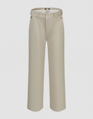 Light Khaki Urban Revivo Wide-Leg Men's Pants | 47092MCDF