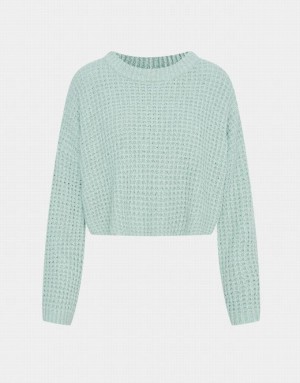 Mint Urban Revivo Drop Shoulder Cropped Women's Sweaters | 91507QLGO