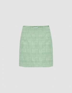 Mint Urban Revivo Plaid Pattern Mini Women's Skirts | 29671CFEN