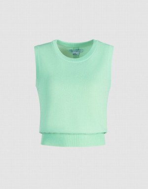 Mint Urban Revivo Plain Crew Neck Knitted Women's Tank Top | 35286BRFO