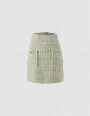 Mint Urban Revivo Tweed With Pockets Women's Skirts | 62437RMBW