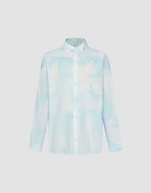 Multicolor Urban Revivo Cloud Printed Loose Men's Shirts | 36820YTOQ