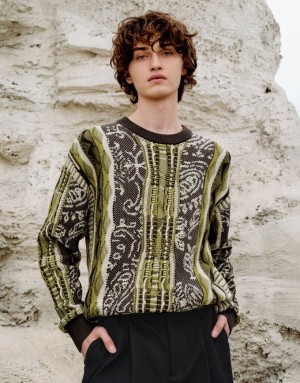 Multicolor Urban Revivo Embroidered Knitted Men's Cardigan | 05639OKGY