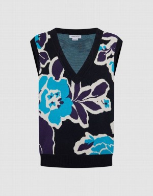 Multicolor Urban Revivo Floral Jacquard Women's Sweater Vest | 12598RICF