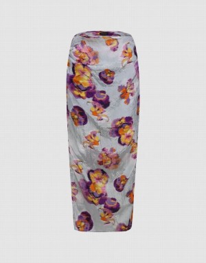 Multicolor Urban Revivo Flower Printed Straight Women's Skirts | 09438OWEJ