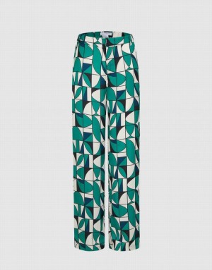 Multicolor Urban Revivo Geometric Print Wide Leg Women's Pants | 54796RMLY