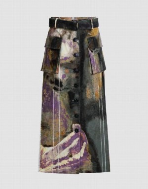 Multicolor Urban Revivo Maxi Printed Straight Women's Skirts | 02861UCOH