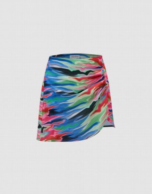 Multicolor Urban Revivo Printed Asymmetric Mini Women's Skirts | 09132HNKR