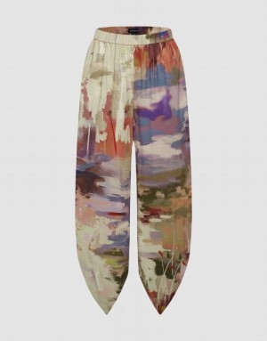 Multicolor Urban Revivo Printed Elastic Waist Carrot Fit Women's Pants | 30245IDUA