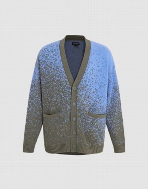 Multicolor Urban Revivo Printed V-Neck Knitted Men's Cardigan | 59840XCSY