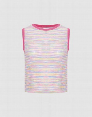 Multicolor Urban Revivo Rainbow Knitted Women's Tank Top | 72016EGPZ