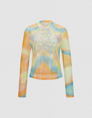 Multicolor Urban Revivo Star Print Mesh Women's T-Shirts | 12450VKMY