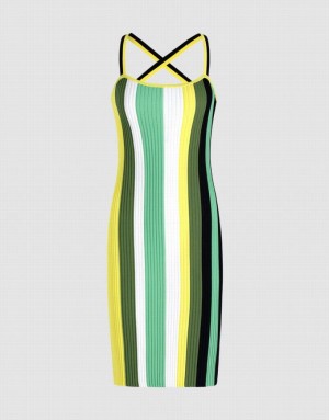 Multicolor Urban Revivo Striped Sleeveless Bodycon Women's Knitted Dress | 16538TLSB