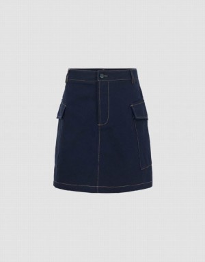 Navy Urban Revivo Mini A-Line Women's Skirts | 80361FGNK