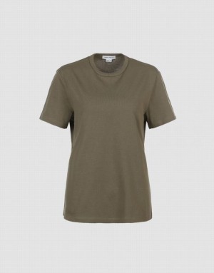 Olive Urban Revivo Basic Regular Women's T-Shirts | 21398JROK