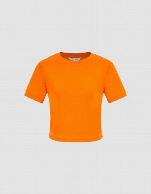 Orange Urban Revivo Crew Neck Skinny Women's T-Shirts | 31582VRPA