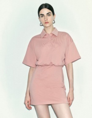 Pink Urban Revivo Dolman Sleeve Straight Women's Dress | 73920ZMXD