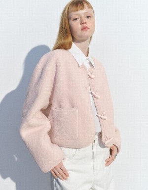 Pink Urban Revivo Furry Straight Women's Jacket | 25043KNDA