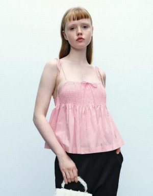 Pink Urban Revivo Off-Shoulder Cami Top Women's Blouse | 49130NGJW