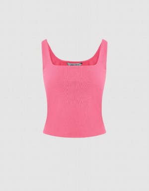 Pink Urban Revivo Sleeveless Skinny Women's Tank Top | 34128QHEF