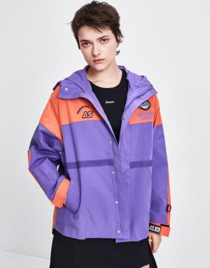 Purple Urban Revivo Hooded Oversized Women's Jacket | 40576IAPS